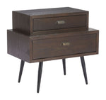 Side Table 24"H Brown – Modern MDF Table with Dual Drawers By Zuo Modern