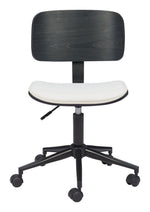 Adjustable Swivel Desk Chair – White & Black Faux Leather Seating by Zuo Modern