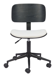 Adjustable Swivel Desk Chair – White & Black Faux Leather Seating by Zuo Modern
