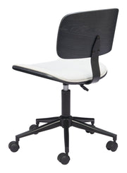 Zuo Modern Executive Chair – White & Black Tufted Faux Leather with Adjustable Height