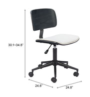 Adjustable Swivel Desk Chair – White & Black Faux Leather Seating by Zuo Modern