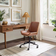Modern Brown Office Chair – Swivel Faux Leather Design