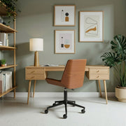 Modern Work Chair – Adjustable Faux Leather Seat and Caster Base