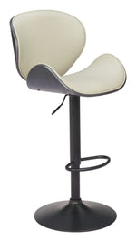 Barstool 46.5"H, Adjustable Faux Leather Seat in Gray Finish with Black Steel Base by Zuo Modern