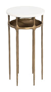 Modern White & Brass Marble Side Table for Living Room