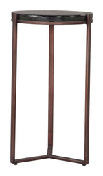 Side Table 22"H Bronze – Modern Recycled Sand Cast Glass with Iron Frame By Zuo Modern