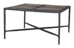 Coffee Table – 17.5" H Square Recycled Sand Cast Glass Top With Black Aluminum Base By Zuo Modern