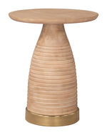 Side Table 22.2"H Natural – Modern Mango Wood with Iron Frame By Zuo Modern