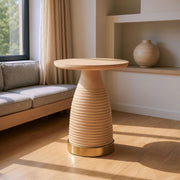 Compact Round Side Table with Iron Frame