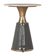 Glasa Side Table 22.2" H - Multicolor, Natural Marble Round Top & Gold Iron Frame By Zuo Modern