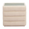 Zuo Modern Nightstand Beige – Shearling Fabric & Glass Top