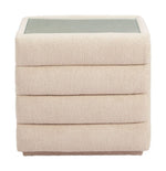 Nightstand 17.3" H, Beige – Shearling Style Fabric, Tempered Glass Top & MDF Frame By Zuo Modern