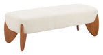 Bench 17.7"H Ivory – Textured Polyester Upholstery with Walnut Rubberwood Base, Modern Indoor Seating by Zuo Modern