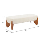 Contemporary Ivory Seating Bench for Living or Entryway