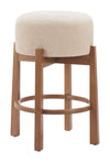 Modern Beige & Walnut Counter Stool Set for Kitchen Island Seating