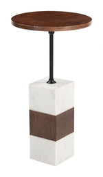 Natural Marble and Mango Wood End Table