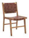Brown Leather Dining Chair with Rubberwood Frame – Modern Indoor Design