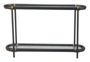 Zuo Modern Aneis Console Table – Black Glass & Fir Wood Entryway Accent