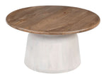 Coffee Table – 15.7 H", Modern Mango Wood Round Top in Brown & White Finish By Zuo Modern