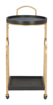 Zukei Bar Cart Black – Two-Tier Oak Shelves with Steel Frame