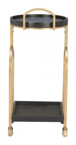 Contemporary Round Bar Cart – Gold Steel Frame by Zuo Modern