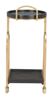 Contemporary Round Bar Cart – Gold Steel Frame by Zuo Modern