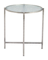 Silver Rippled Glass Side Table – 22" Modern Accent