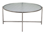 Sculptural Hammered Steel Base Coffee Table – Silver Finish