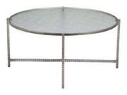 Sculptural Hammered Steel Base Coffee Table – Silver Finish