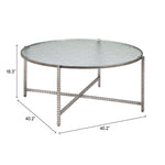 Designer Round Coffee Table in Hammered Steel and Glass