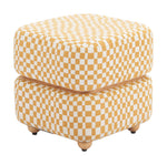 Ottoman 18.1"H Multicolor – Woven 100% Polyester Fabric Seat with Rubberwood Base, Modern Indoor Accent By Zuo Modern