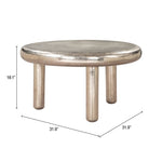 Coffee Table by Zuo – Silver Hammered Finish, Eco-Friendly Recycled Aluminum