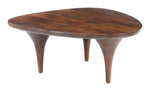 Coffee Table , 15.7" H Triangular Mango Wood with Brown Finish, Modern Indoor Living Table By Zuo Modern