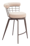 Beige & Brown Swivel Counter Stool for Modern Bars