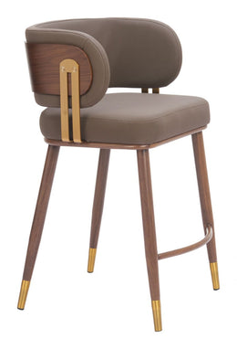 Brown & Walnut Faux Leather Counter Stool for Modern Kitchens