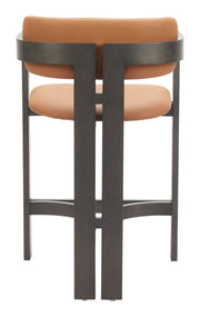Fully Assembled Brown Faux Leather Counter Stool for Modern Homes