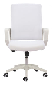 Contemporary Office Chair – White Mesh Swivel by Zuo Modern