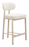 Modern Light Gray Counter Stool – Textured Fabric with Taupe Steel Legs