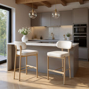Light Gray Fabric Aurea Barstools 39.8