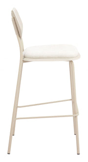Zeal 4-Piece Bar Stool Set – Light Gray Fabric Seats with PVC Leather, 40.9