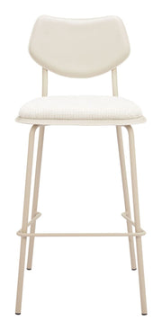 Zeal Modern Barstools Set of 4 – Light Gray Fabric & PVC Leather, 40.9