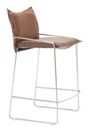 Modern Brown Faux Leather Counter Stool for Kitchen or Bar
