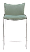 Modern Green Poly Linen Counter Stool With Chrome Frame