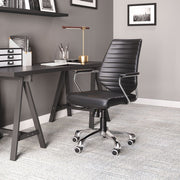 Zuo Modern Enterprise Task Chair Black – Faux Leather & Chrome Frame