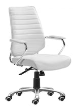Low Back Office Chair 37.4–40.6"H White – Faux Leather Upholstery & Chromed Steel Frame, Adjustable Swivel Office Chair By Zuo Modern