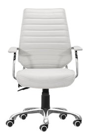 White Executive Office Chair – Tufted Faux Leather by Zuo Modern