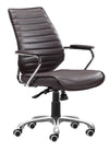Enterprise Low Back Office Chair Espresso – Modern Executive Seating by Zuo Modern
