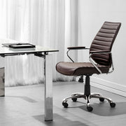 Zuo Modern Enterprise Task Chair Espresso – Faux Leather & Chrome Frame