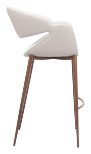Faux Leather Bar Chair with Armrests – Elegant Walnut Frame