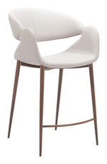Limay Counter Stool Beige & Walnut 40.2"H – Faux Leather Seat With Faux Wood Steel Frame By Zuo Modern